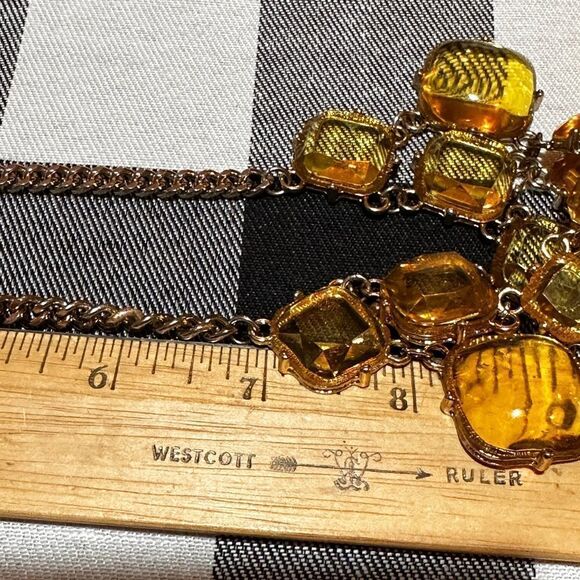 Beautiful Gold Tone & Yellow Crystals Bib Style Statement Necklace + Earrings - Picture 4 of 5